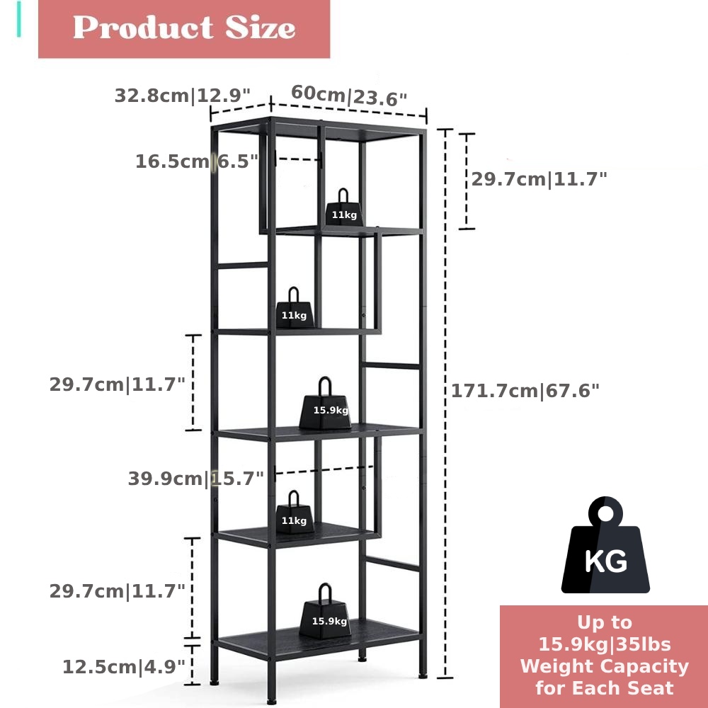 5 Tier Bookshelf product detail