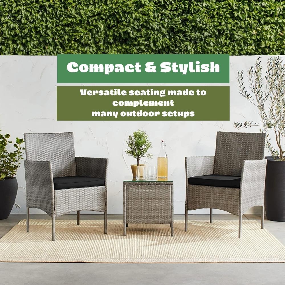 Outdoor Table and Chairs - Gray Black: image 7