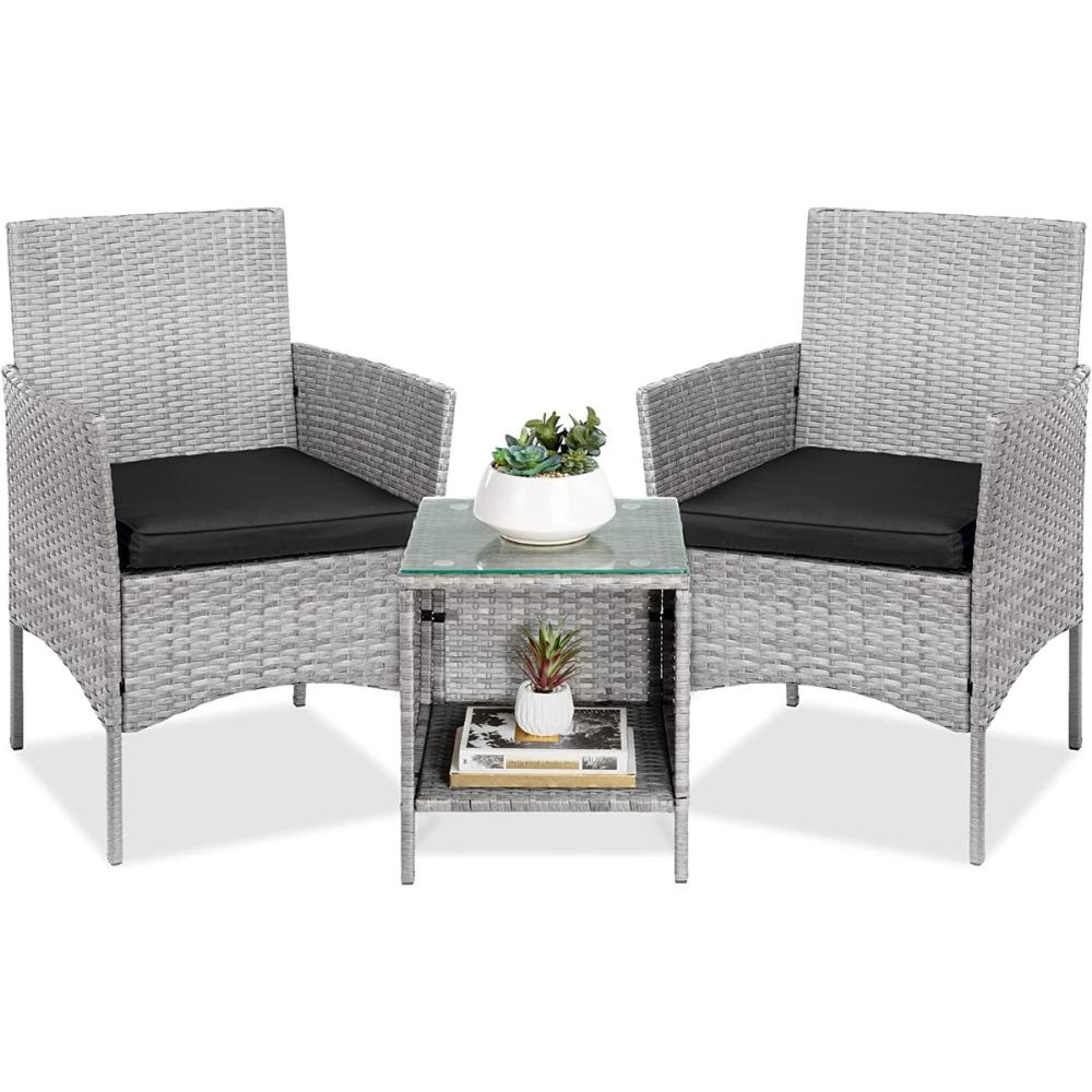 Outdoor Table and Chairs - Gray Black: image 1